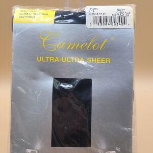 Vintage Camelot Ultra Sheer Pantyhose Sz Queen Navy Sandal Foot New in Package